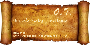 Orszáczky Tacitusz névjegykártya